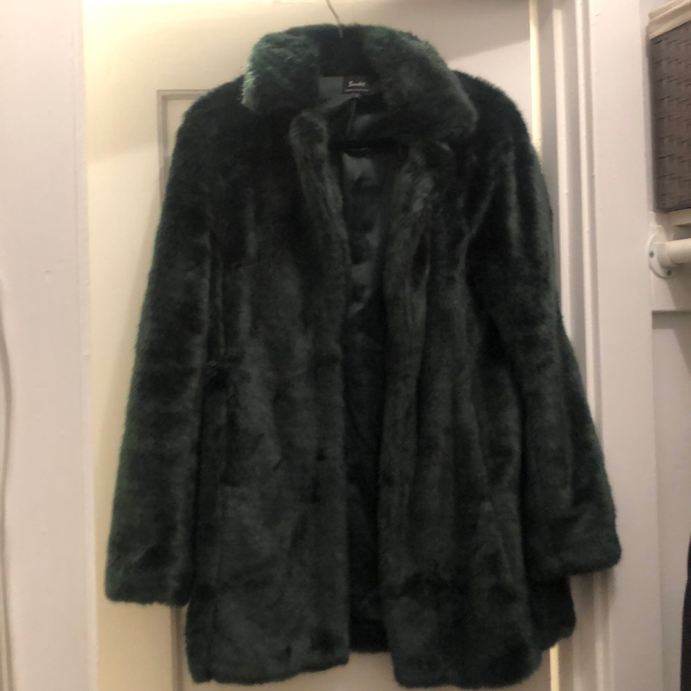 Bardot Faux Fur Coat - Green